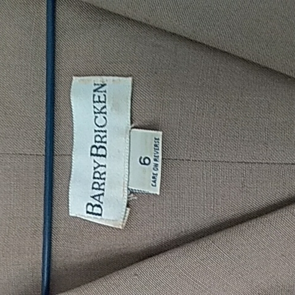 Vintage taupe faux-wrap Barry Bricken dress (see measurements & notes) - Picture 2 of 4